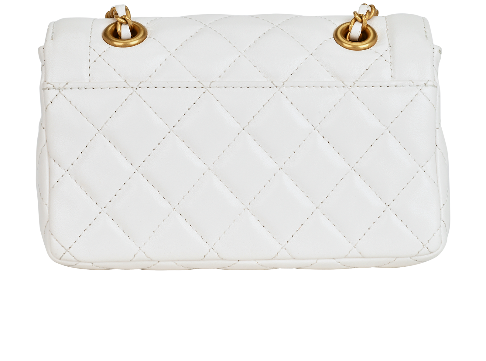 Mini Flap Bag, &pound;3,500, Handbags, White, Lambskin Leather, Back view